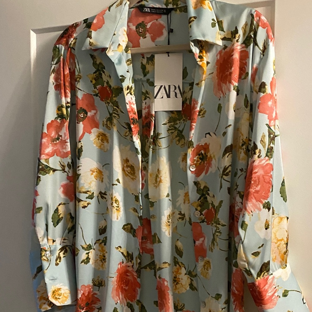 Zara Multicolor Floral Shirt satin